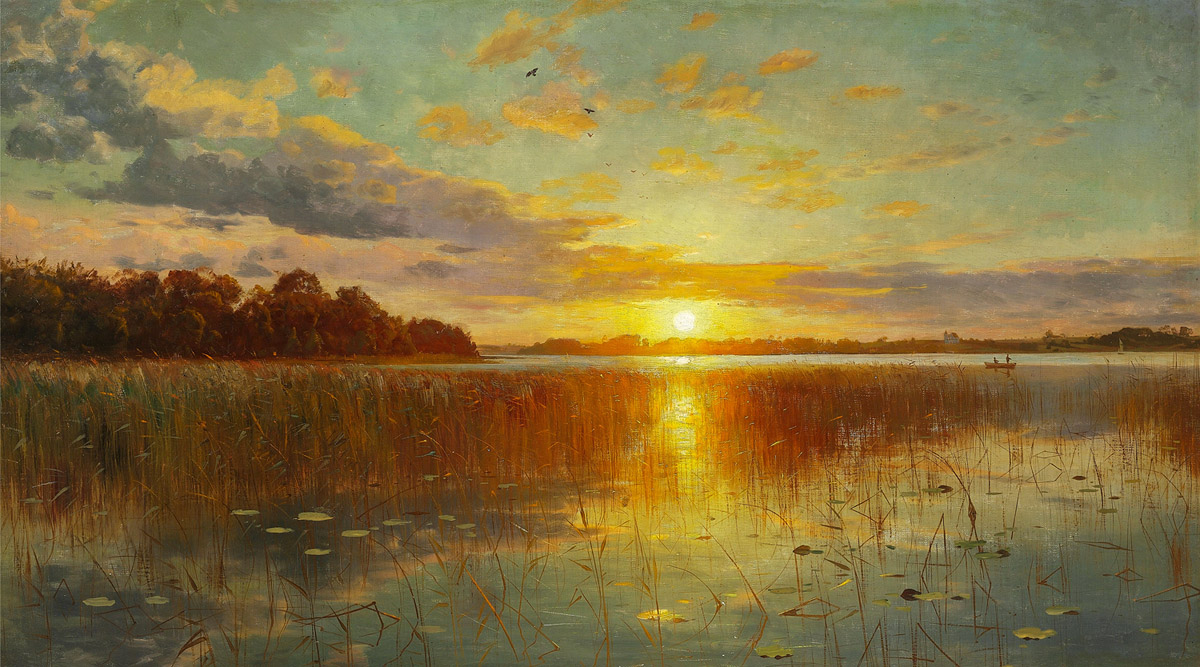 Tramonto su un fiordo danese - Mønsted, Peder Mørk