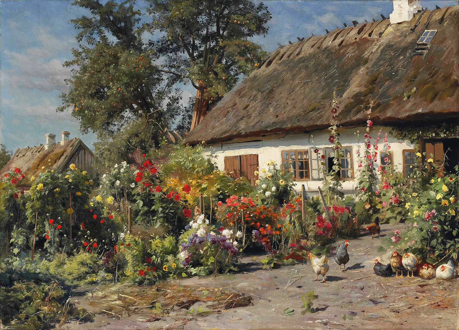 Giardino di un cottage con polli - Mønsted, Peder Mørk