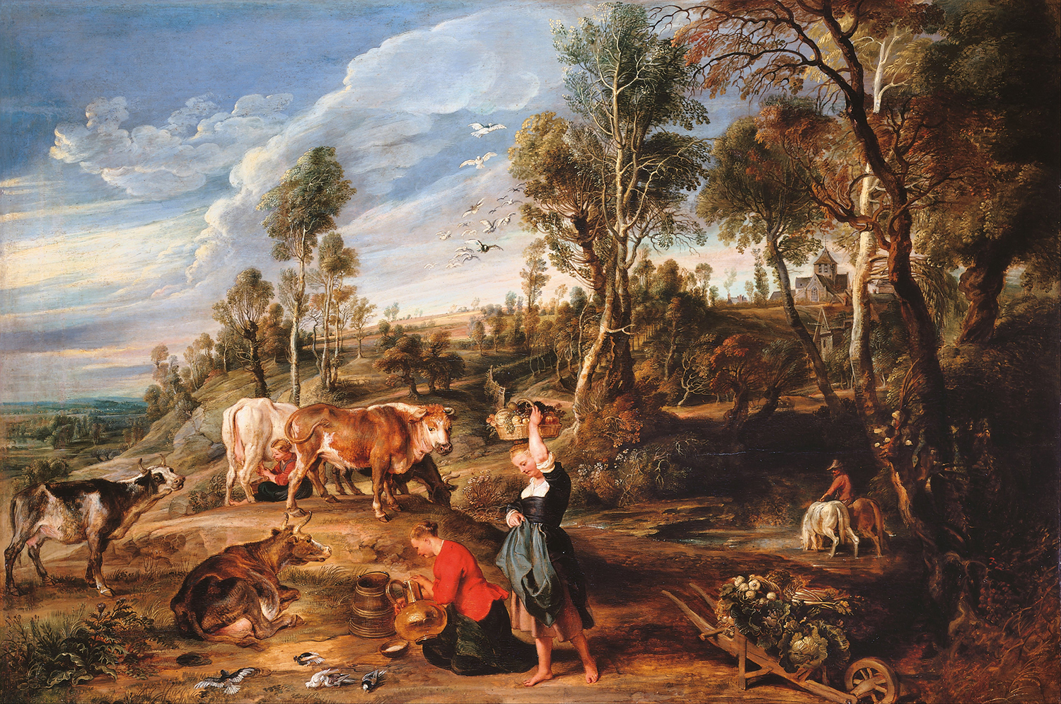 Lattaia con mucche in un paesaggio - Rubens, Peter Paul