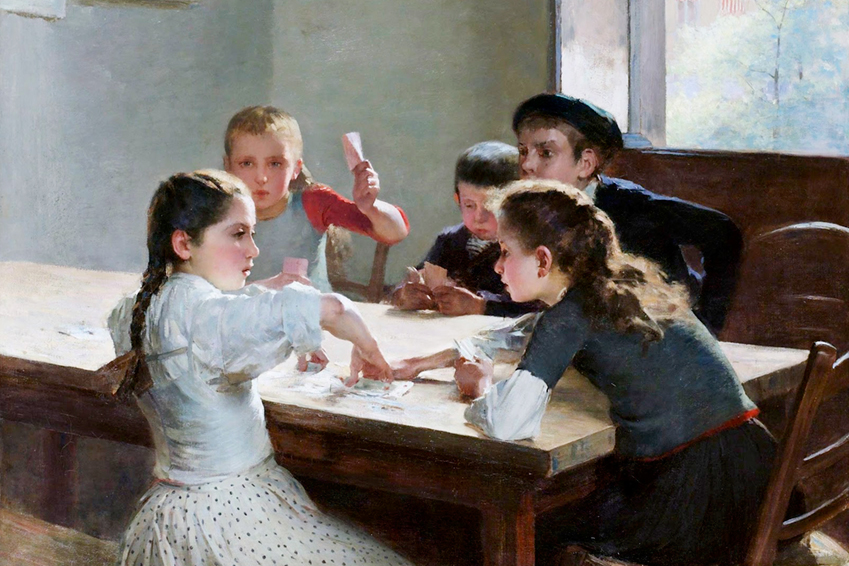 Bambini che giocano a carte - Salmson, Hugo